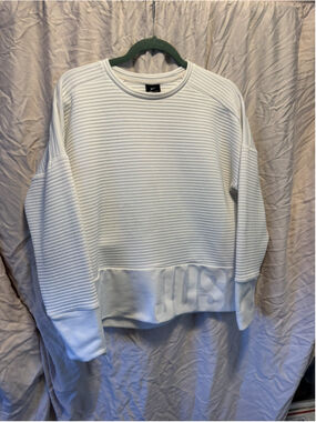 NIKE DBL GRX Dri-Fit Sweatshirt Women Large White Ribbed Crew Lightweight